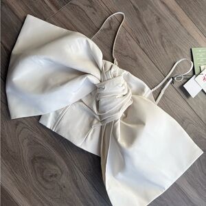 H&M Ivory Satin Bow Front Camisole